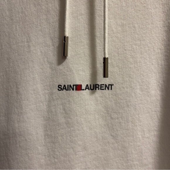 Saint Laurent cotton logo hoodie white mens size medium - Picture 4 of 8